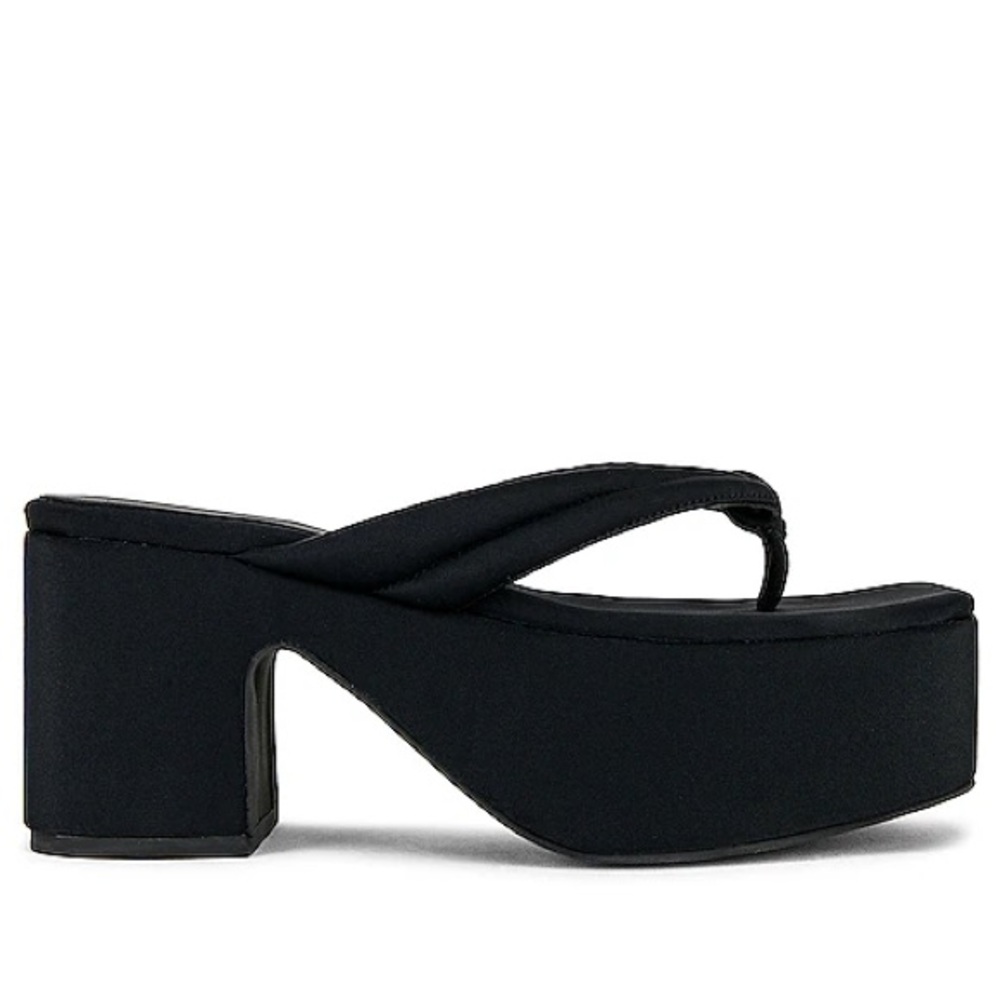 Revolve Raye Platform Black Thong Sandals